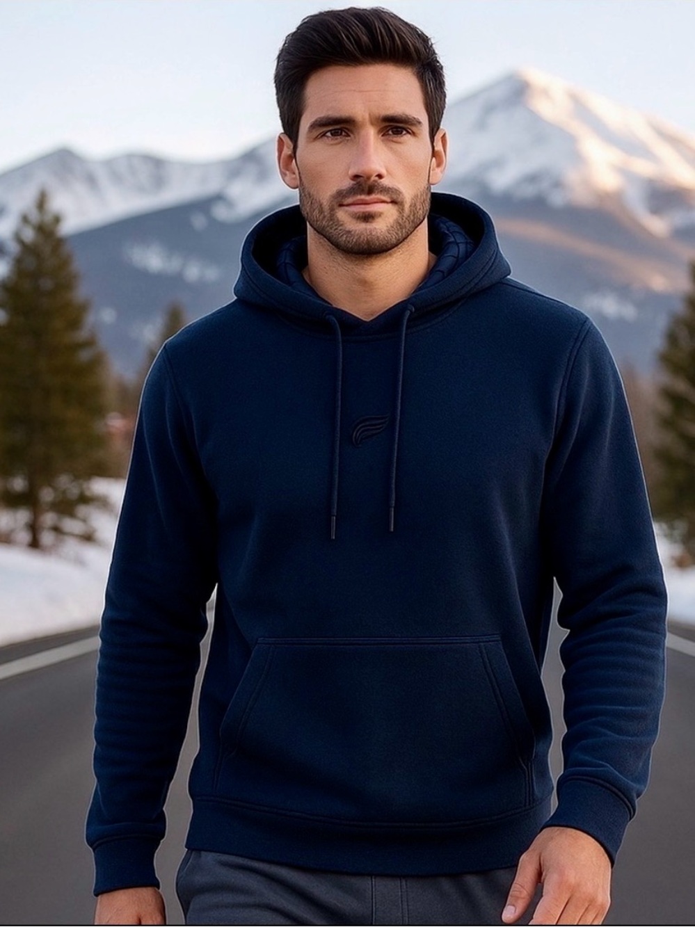 Fabletics The Pine City Hoodie Men’s XXL Quilted Hood Fleece Pullover - Blue
